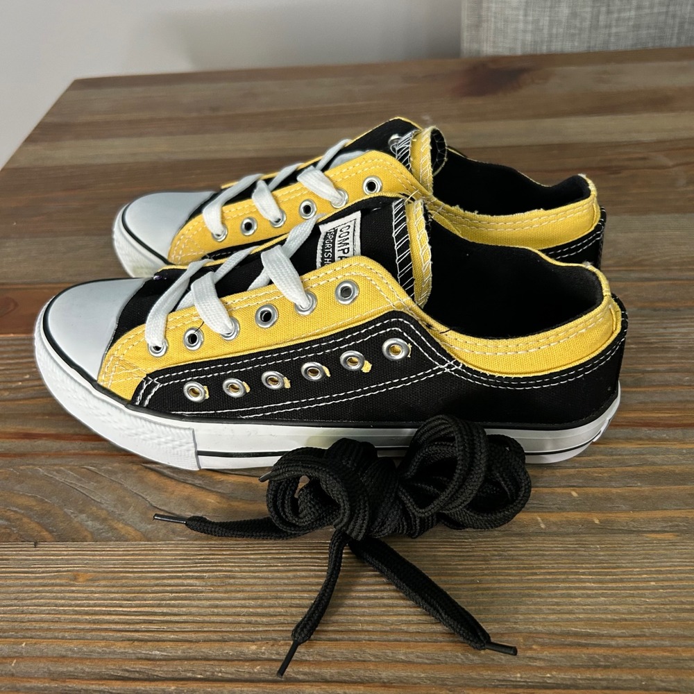 Compass Sportshoes Black Yellow Colorblock Canvas Low Top Sneakers Womens 8